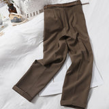 Yipinpay High Waist Winter Wide Brown Pants Elegant Woman Office Pants Trousers Loose Casual Women's Trousers Korean
