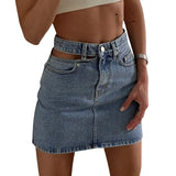 Yipinpay Button Zipper Mini A-line Skirt Ladies Sexy Clothing Female Night Club Wear Women's High Waist Denim Party Skirts 2023