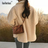 Yipinpay Fur Thick Coat For Women 2023 Autumn Warm Soft Loose Fur Jacket Female Outerwear Button Plush Ladies Casual Winter Overcoat