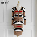 Yipinpay Piece Knit Set Women Skirt Cardigan Suit Short Sets For Winter Outfits Abrigos Mujer Elegante Korean Clothes Moda Feminina 2