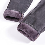 Yipinpay Winter Velvet Thick Warm Mom Jeans High Waist Denim Harem Pants Loose Korean Casual