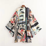 Yipinpay Women's Kimono Patchwork Long Woman Kimono Summer 2023 Vintage Belt Japanese Style Beach Long Sleeve Casual Blouses