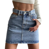 Yipinpay Button Zipper Mini A-line Skirt Ladies Sexy Clothing Female Night Club Wear Women's High Waist Denim Party Skirts 2023