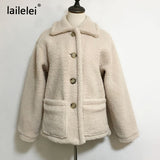 Yipinpay Fur Thick Coat For Women 2023 Autumn Warm Soft Loose Fur Jacket Female Outerwear Button Plush Ladies Casual Winter Overcoat