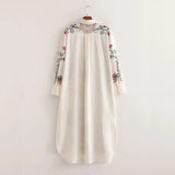 Yipinpay 2023 Print Long Shirt Women Button Up White Shirt Woman Vintage Long Sleeve Blouse Female Asymmetric Hem Summer Top