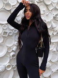 Yipinpay Fashion Turn-down Collar Jumpsuit Women 2023 Winter Long Sleeve Wide Legs Jumpsuits Femme Streetwear Lapel Body Overalls