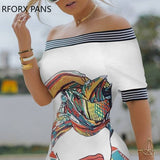 Yipinpay Women  Figure Print Striped Tape Bodycon Dress  Casual Dress  Elegant Fashion Chic Dress