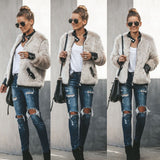 Yipinpay Jackets 2023 New Fashion Women Faux Fur Coat Biker Streetwear Teddy Bear Pocket Fleece Jacket Zip Up Outwear Women Clothes