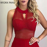Yipinpay Fishnet Mesh Overlay Romper