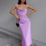 Yipinpay MO Fashion Backless Satin Slim Maxi Dresses Women New Casual Sleeveless Bandage Dress Female Sexy Party Wear Vestidos