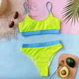 Yipinpay Waist Swimsuit Women Swimwear Push Up Bikini Patchwork Bikini Set 4 Color Beachwear Sexy Swimming Suit Large Size Swimwear