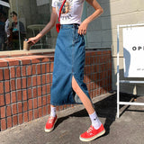 Yipinpay High Waist Skirt Casual Denim Blue Long Skirts For Women Korean Jean Skirts For Ladies Harajuku