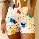 Yipinpay Tie Chest Print Two-Piece Set & Shorts Sets Summer suit