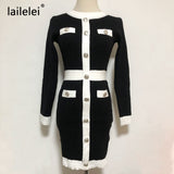 Yipinpay Bodycon Long Sleeve Dress Fall 2023 Mini Sweater Vintage Black Office Korean Short Elegant Invierno Mujer Moda Feminina