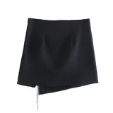 Yipinpay Black Mini Skirts Woman Fashion 2023 Bejewelled Fringing High Waist Short Skirts Autumn Winter Slit Women Skirt