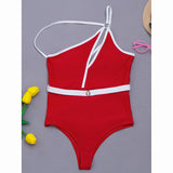 Yipinpay Women One Piece Swimsuits Female 2023 One Shoulder Swimwear Sexy Swimming Suits Solid Bathing Suit Monokini Bandage Swimsuit