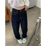 yipinpay High Waist Women Blue Jeans Korean Fashion Streetwear Wide Leg Jean Female Denim Trouser Straight Baggy Mom Denim Pants