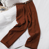 Yipinpay High Waist Winter Wide Brown Pants Elegant Woman Office Pants Trousers Loose Casual Women's Trousers Korean