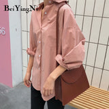 Yipinpay 2023 Spring Autumn Women Shirts White Plain Loose Oversized Blouses Female Tops Loose BF Korean Style Blusas Pockets