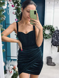 Yipinpay Quality Summer Velvet Bodycon Dress Women 2023 New Arrivals Lined Green Party Dress Sexy Celebrity Evening Club Night Dress