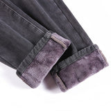 Yipinpay Winter Velvet Thick Warm Mom Jeans High Waist Denim Harem Pants Loose Korean Casual