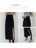 Yipinpay Summer High Waist Skirts Womens Vintage Maxi Jupe Femme Denim Long Jean Skirts For Ladies