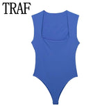 Yipinpay 2023 Black Body Woman Square Neck Sexy Lingerie For Women Body Sleeveless Bodysuit Women Wide Straps Bodycon Summer Tops
