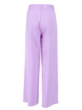 Yipinpay Lavender Chic Pleated Women Palazzo Trousers High Waist Wide Leg Pants Floor-Length 2023 Lady Trousers Pocket Solid