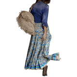 Yipinpay Women‣s Summer Casual Long Skirt Vintage Printing High-waist Irregular A-line Skirt