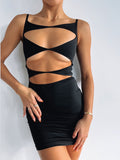 Yipinpay Out Sexy Dress for Woman Black Night Club Outfits Spaghetti Strap Bodycon Mini Dresses Summer 2023