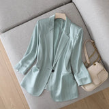 Yipinpay Summer New Japanese Fashion Shiny Acetate Satin Small Women's Blazers Jacket Elegant Designer Slim Saggy Silky Ladies Suit