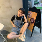 Yipinpay For Women Summer Denim Shorts Raw Edge Ripped Korean Style Jeans Pants Blue High Waist Baggy Casual Y2k Fashion Shorts