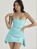 Yipinpay Satin Dress Bodycon Women Party Dress 2023 New Arrivals Mini Strapless Dress Sexy Celebrity Birthday Night Dresses