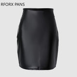 Yipinpay Women Fashion Soild Elegant Mini Skinny Black Pu Leather Skirt