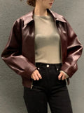 Yipinpay Fashion Trench Leather Jacket Women Streetwear Moto Biker Zipper Leather Jacket Casual High Street Cropped Leather Coat
