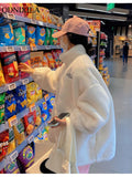 Yipinpay Fleece Fluffy Jacket Oversize Lazy Pink Designer Plush Jacket Streetwear Harajuku Zipper Solid Coat Korean Style Clothes