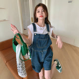 Yipinpay Denim Shorts Women's Summer Korean Version Wide Leg Jeans Army Green Elastic High Waist Loose Casual Y2k Fashion Shorts