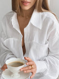 Yipinpay White Cotton Women Long Sleeve 2 Piece Sets Nightwear Female Casual Trouser Suits Solid Spring 2023 Sleepwear Outfit