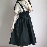 Yipinpay New Spring Autumn Women Skirt Casual Sweet A-line Long Skirts Solid Simplicity Strap Skirt Female Japan Style