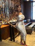 Yipinpay Piece Set Women Cotton Padded Outfits Sexy Strapless Corset Top+High Waist Skinny Long Skirts 2023 Fall Winter Warm Suits