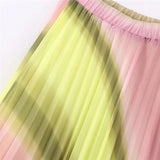 Yipinpay Tie Dye Pleated Skirt Women High Waist Midi Skirt Woman Stylish Long Skirts For Women Fashion 2023 Summer Elegant Skirts