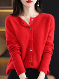 Yipinpay Cardigan Women's Fall Winter New Style Round Neck Outer Bottoming Shirt Solid Color Osmanthus Needle Loose Jacket Top
