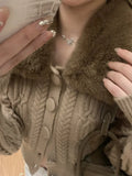 Yipinpay Collar Sweater Slim Retro Korean Knitted Cropped White Cardigan Autumn Twist Sweaters Women Elegant Mujer Jacket Shirt
