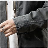 Yipinpay Autumn/Winter Detroit Washed Old Canvas Jackets Felt Style mens jacket Japanese Streetwear Korean Fashion Harajuku