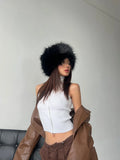 Yipinpay Women's Warm Winter Faux Fur Hat Cossack Russian Style Thick Furry Fuzzy Fluffy Cap Grunge Outdoor Earwarmer Ski Hat