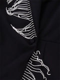 Yipinpay Black Rhinestone Jumpsuit Women Short Blazer Playsuit Long Sleeve Party Elegant Woman Jumpsuit 2023 Winter Rompers Playsuit