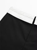 Yipinpay Black Shorts Women High Waist Mini Skirt Shorts Woman Fashion 2023 Contrast Waist Skorts For Women Streetwear Casual Shorts
