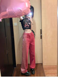 Yipinpay Streetwear Denim Bagge Mom Jeans High Waist Fashion Jeans Woman Girls Wide Leg Pants Trousers Female Jean Femme