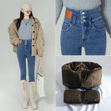 Yipinpay High Waist Thick Thermal Skinny Jeans Women High Elastic Slim Pencil Pants