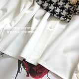Yipinpay Tanks Tops White Shirt Women Thousand Bird Check Shirt Blusas Mujer Vintage Vest 2 Piece Sets Loose Blouse Chic Chiffon